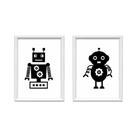 Kit 2 Quadros Decorativos Meu Rodapé Robôs 34x44 Kit 2 Quadros Decorativos Meu Rodapé Robôs 34x44