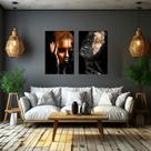 Kit 2 Quadros Decorativos Mulher Negra Maquiagem Dourada Para Sala - Pronta Entrega