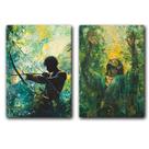 Kit 2 Quadros Decorativos Oxóssi e Ossaim Umbanda Candomblé Decoração Orixá Exclusivo