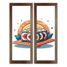 Kit 2 Quadros Decorativos para Cozinha Área Goumet kitnet copa temperos frutas cantina Panela talheres 20x60cm