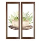 Kit 2 Quadros Decorativos para Cozinha Área Goumet kitnet copa temperos frutas cantina Panela talheres 20x60cm