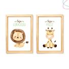 Kit 2 Quadros Decorativos safari baby aquarela 33x43 Kit 2 Quadros Decorativos safari baby aquarela 33x43