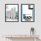 Kit 2 Quadros Decorativos Viajar Para Praia 33x24cm - com vidro Kit 2 Quadros Decorativos Viajar Para Praia 33x24cm - com vidro