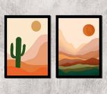 Kit 2 Quadros Deserto Boho 24x18cm - com vidro
