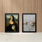 Kit 2 Quadros Divertidos Banheiro - Paródia Pinturas 24x18cm - com vidro