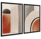 Kit 2 Quadros Elegantes Abstratos Linhas Bege Terracota 33x24cm - com vidro Kit 2 Quadros Elegantes Abstratos Linhas Bege Terracota 33x24cm - com vidro