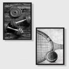 Kit 2 Quadros Esportes Diversos Preto e Branco 33x24cm Kit 2 Quadros Esportes Diversos Preto e Branco 33x24cm
