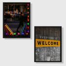 Kit 2 Quadros Everyone is Welcome 24x18cm - com vidro