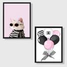 Kit 2 Quadros Fashion Marca Famosa 33x24cm - com vidro