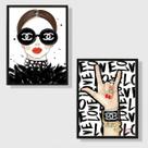 Kit 2 Quadros Fashion Moda Rock 33x24cm - com vidro