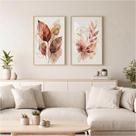 Kit 2 Quadros Folhagem Vermelho Dourado Aquarela 80x60 Moldura e Vidro Cor da moldura:Castanho Kit 2 Quadros Folhagem Vermelho Dourado Aquarela 80x60 Moldura e Vidro Cor da moldura:Castanho