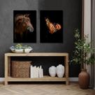 Kit 2 Quadros Fotografia Cavalos 45x34cm - com vidro