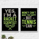 Kit 2 Quadros Frases Tennis 24X18Cm Preta