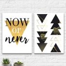 Kit 2 Quadros Geométricos Now Or Never 33x24cm Kit 2 Quadros Geométricos Now Or Never 33x24cm