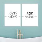 Kit 2 Quadros Get Naked and Relax 24x18cm - com vidro