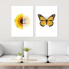 Kit 2 Quadros Girassol E Borboleta 24x18cm Kit 2 Quadros Girassol E Borboleta 24x18cm