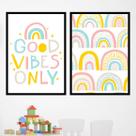 Kit 2 Quadros Good Vibes Arco-Íris 33x24cm - com vidro Kit 2 Quadros Good Vibes Arco-Íris 33x24cm - com vidro