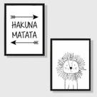 Kit 2 Quadros Hakuna Matata Leãozinho 33x24cm - com vidro Kit 2 Quadros Hakuna Matata Leãozinho 33x24cm - com vidro