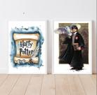 Kit 2 Quadros Harry Potter Aquarela 45x34cm - com vidro