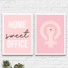 Kit 2 Quadros Home Office Feminino 45x34cm Kit 2 Quadros Home Office Feminino 45x34cm