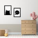 Kit 2 Quadros Infantis Gatinho Escandinavo 45x34cm - com vidro Kit 2 Quadros Infantis Gatinho Escandinavo 45x34cm - com vidro