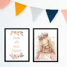 Kit 2 Quadros Infantis Menina Princesa - Sonhe Alto 45x34cm - com vidro Kit 2 Quadros Infantis Menina Princesa - Sonhe Alto 45x34cm - com vidro