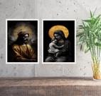 Kit 2 Quadros Jesus e Virgem Maria - Preto Com Dourado 45x34cm - com vidro Kit 2 Quadros Jesus e Virgem Maria - Preto Com Dourado 45x34cm - com vidro