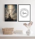 Kit 2 Quadros Jesus Orando- Pai Nosso 33x24cm - com vidro