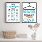 Kit 2 Quadros Lavanderia Soft - Azul 33x24cm - com vidro Kit 2 Quadros Lavanderia Soft - Azul 33x24cm - com vidro