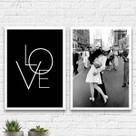 Kit 2 Quadros Love Beijo Segunda Guerra 33x24cm