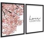 Kit 2 Quadros Love is Everything - Árvore Rosa 24x18cm - com vidro