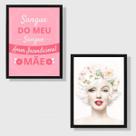 Kit 2 Quadros Mãe Amor - Marilyn Monroe 45x34cm - com vidro
