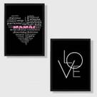 Kit 2 Quadros Mamãe Qualidades - Love 24x18cm - com vidro Kit 2 Quadros Mamãe Qualidades - Love 24x18cm - com vidro