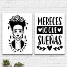 Kit 2 Quadros Mereces Los Que Sueñas 24x18cm