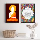 Kit 2 Quadros Místicos Zen Buda NamastêBenção 24x18cm - com vidro