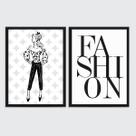 Kit 2 Quadros Moda Feminina Fashion 45x34cm - com vidro