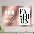 Kit 2 Quadros Moda Rose Gold Loja Roupa Look Fashion 20x28cm