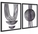 Kit 2 Quadros Modernos Cinza Para Sala Ou Quarto 24x18cm - com vidro