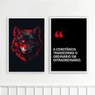 Kit 2 Quadros Motivacionais Constância - Lobo 24x18cm - com vidro