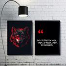 Kit 2 Quadros Motivacionais Esforço e Resultado Lobo 45x34cm