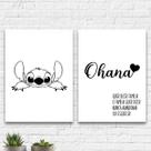 Kit 2 Quadros Ohana Família 45x34cm