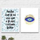 kit 2 Quadros Olho Grego Andar Com Fé 45x34cm kit 2 Quadros Olho Grego Andar Com Fé 45x34cm