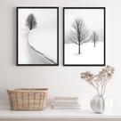 Kit 2 Quadros Paisagens Neve Árvores 24x18cm - com vidro Kit 2 Quadros Paisagens Neve Árvores 24x18cm - com vidro
