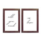 Kit 2 Quadros para casa All you need is love moldura e vidro