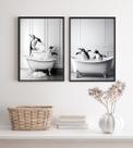 Kit 2 Quadros Para Decorar Banheiro- Pinguins 24x18cm - com vidro