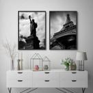 Kit 2 Quadros Paris e New York 45x34cm
