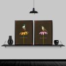 Kit 2 Quadros Passarinho- Thankful e Blessed 45x34cm - com vidro