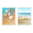 kit 2 Quadros Pérola Estrela Do Mar Areia 45x34cm
