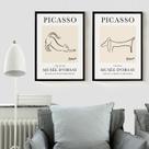 Kit 2 Quadros Picasso - Gato e Cachorro 33x24cm