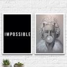 kit 2 Quadros Rainha Elizabeth Possible 24x18cm